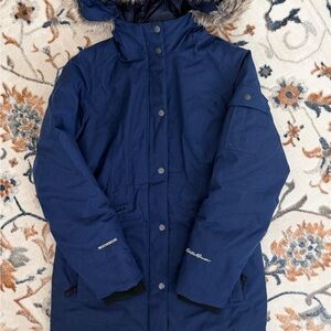 Eddie Bauer Blue Parka Arctic Waterproof Down Small